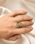 14K Yellow Gold Diamond Fashion Ring – 0.65 CTW Abstract Openwork Design