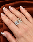 14K Two-Tone Gold Diamond Flower Bypass Ring – .57 CTW