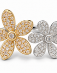 14K Two-Tone Gold Diamond Flower Bypass Ring – .57 CTW