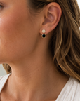14KT YG .20 cttw dangle earrings with black agate