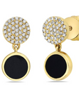 14KT YG .20 cttw dangle earrings with black agate