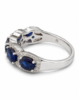 18K White Gold Sapphire & Diamond Halo Band – 2.73 CTW