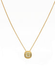 18K Yellow Gold 0.82ct Natural Fancy Intense Yellow Cushion Diamond Pendant with Chain GIA Report