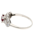 Platinum 0.74ct Natural Untreated Ruby & Diamond Vintage-Style Ring – 0.50ct TW Diamonds