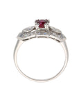Platinum 0.74ct Natural Untreated Ruby & Diamond Vintage-Style Ring – 0.50ct TW Diamonds