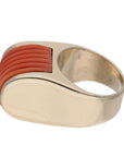 14K Yellow Gold Contemporary Estate Coral Stone Fashion Ring
