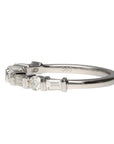 14K White Gold Diamond Double Bar Band .64ctw Baguette Round Size 6 Chic 2.5g