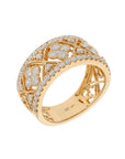 14K Yellow Gold 10mm Open Quatrefoil Diamond Band – 1.11ct