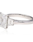 Platinum 3.46cttw Emreald Cut Natural Diamond 3 Stone Engagement Ring