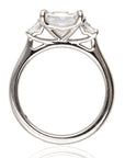 Platinum 3.46cttw Emreald Cut Natural Diamond 3 Stone Engagement Ring