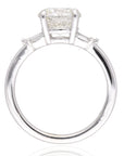 14K White Art Deco Engagement Ring 2.01ct Round Brilliant with Six Baguettes .26ctw