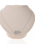 14K White & Yellow Gold Diamond Pave Double Flower Necklace
