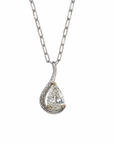 Custom 1.37 Carat Pear Shape Diamond Pendant in 14K White Gold