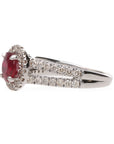 14K White Gold 1.36ct Round Ruby & Diamond Halo Ring 5.4g size 6.5