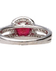 14K White Gold 1.36ct Round Ruby & Diamond Halo Ring 5.4g size 6.5