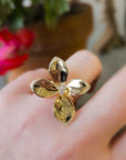14K Yellow Gold .29ctw Four Petal Diamond Flower Ring