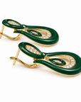 Green Enamel & Diamond Drop Earrings in 14K Yellow Gold | 0.53 CTW Diamonds