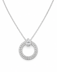 14K White Gold Diamond Circle Pendant Necklace – 1.30 CTW Diamonds