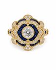 14K Yellow Gold Diamond & Sapphire Statement Ring – 1.72 CTW