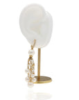 David Yurman 18k Yellow Gold Diamond & Pearl Drop Earrings 16.6g