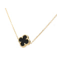14K Gold Onyx Quatrefoil Station Necklace