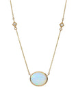 14K Yellow Gold Oval Opal & Diamond Station Necklace