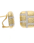 18K Yellow Gold 0.25 CTW Diamond Huggie Estate Earrings with Omega Backs