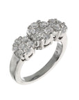 14K White Gold Approx. 1.51ct TW Diamond Three-Stone Look Cluster Ring