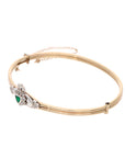 10K Gold-Filled Two-Tone Irish Claddagh Diamond & Emerald Estate Bangle Bracelet