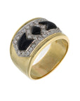 18K Yellow Gold Contemporary Estate Onyx & 0.60ct TW Diamond Fashion Ring