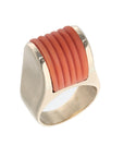 14K Yellow Gold Contemporary Estate Coral Stone Fashion Ring