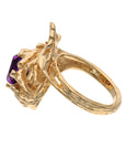 14K Yellow Gold Estate Amethyst & Pearl Flower Fashion Ring
