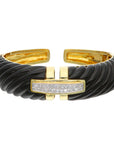 18K Gold Estate Onyx & 0.50ct TW Diamond Bangle Bracelet