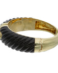 18K Gold Estate Onyx & 0.50ct TW Diamond Bangle Bracelet