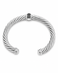 Pre-Owned David Yurman Sterling Silver Black Diamond Cable Cuff Bracelet 7.5"