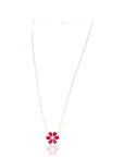 14K Yellow Gold Ruby & Diamond Flower Pendant Necklace – 1.54 CTW