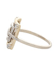 14K Gold Two Tone Geometric Square Ring
