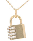 14K Yellow Gold Diamond Lock Pendant .72ct SI1 G/H 17in Cable Necklace