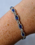 14K White Gold Sapphire Diamond Tennis Bracelet 6.15ctw Elegant Luxe
