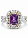 Purple Sapphire Diamond Halo Ring
