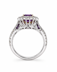 Purple Sapphire Diamond Halo Ring