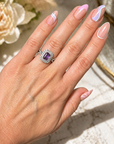 Purple Sapphire Diamond Halo Ring