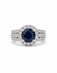 Sapphire Halo Diamond Ring