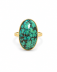 14K Yellow Gold Kingman Turquoise Oval Statement Ring