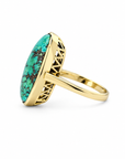 14K Yellow Gold Kingman Turquoise Oval Statement Ring
