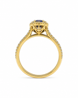14K Yellow Gold Natural Alexandrite and Diamond Halo Ring