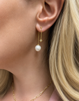 David Yurman Solari Pearl Drop Earrings in 18K Yellow Gold