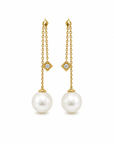 David Yurman Solari Pearl Drop Earrings in 18K Yellow Gold