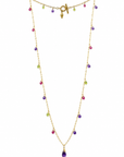14K Yellow Gold Multi-Gemstone Station Necklace