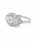 Platinum True Art Deco Old European Cut Diamond Ring with .74ct Center and .90cttw Side Diamonds